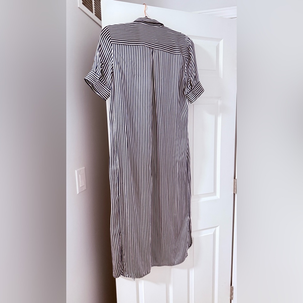 ATM Striped Belted Midi Dress 100% silk - Picture 2 of 6